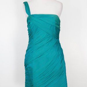 CARMEN MARC VOLVO Cocktail Formal Sheath Dress Silk Turquoise Size 6 NEW 525$